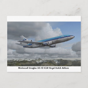 Cartão Postal McDonnell Douglas DC-10 da Royal Dutch Airline da