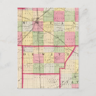 Cartão Postal McLean, De Witt, Condados Piatt