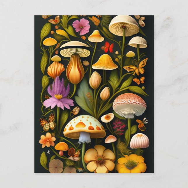 Cartão Postal Meadow Flora | Modern Haeckel (Frente)