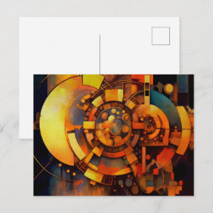 Cartão Postal Mecanismo Solar Steampunk Abstrato