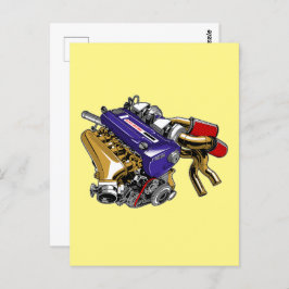 CARTÃO POSTAL MECANISMO TURBO DE SEIS CILINDROS DO JDM