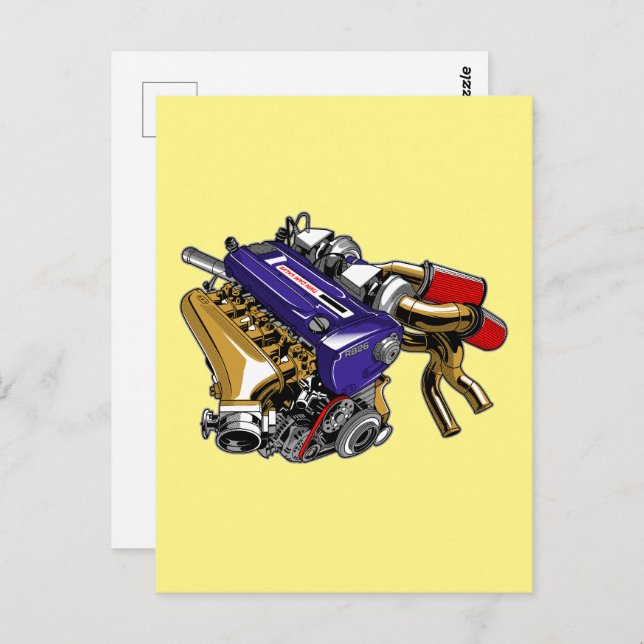 CARTÃO POSTAL MECANISMO TURBO DE SEIS CILINDROS DO JDM (Frente/Verso)