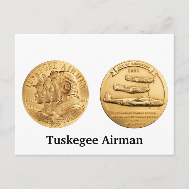Cartão Postal Medalha Dourada do Airmen Tuskegee (Frente)