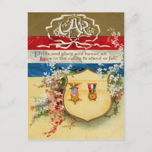 Cartão Postal Medalha em forma de Escudo Grande Exército da Repú