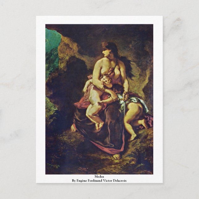 Cartão Postal Medea pelo vencedor Delacroix de Eugène Ferdinand (Frente)
