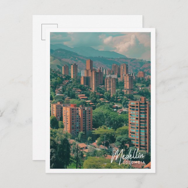 Cartão Postal Medellin Colombia Art viagem famoso (Frente/Verso)