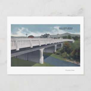 Cartão Postal Medford, Oregon - Vista da Ponte Bear Creek