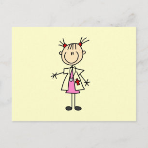 Cartão Postal Médica Figura de Palito Feminina