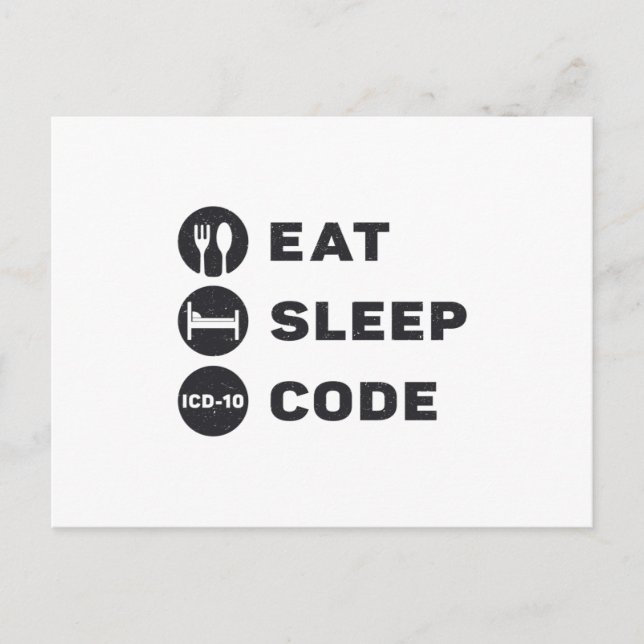 Cartão Postal Medical Coder Eat Sleep Code ICD Coding Programmer (Frente)