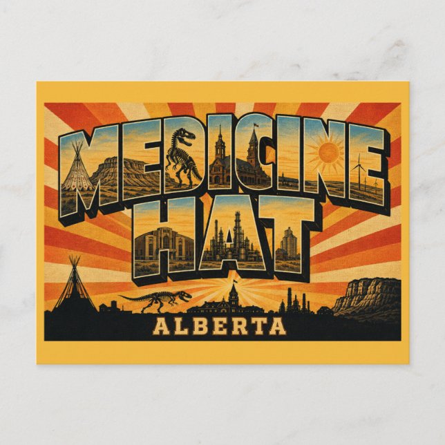 Cartão Postal Medicine Hat Alberta Cidade do Sol (Frente)