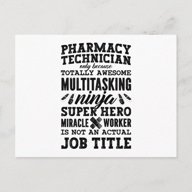 Cartão Postal Medicine Hero Tech Pharmacist Pharmacy Technician (Frente)