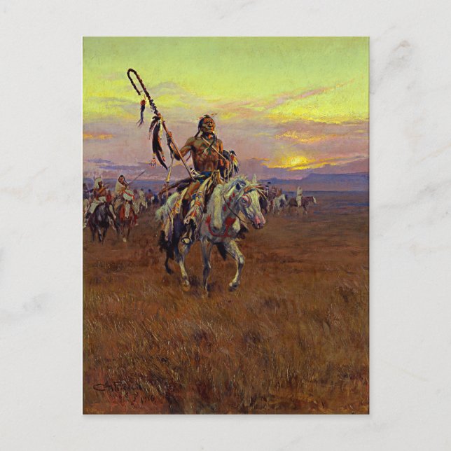 Cartão Postal Medicine Man (1916) por Charles Marion Russell (Frente)