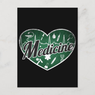 Cartão Postal Medicine Retro Heart Blackboard Love