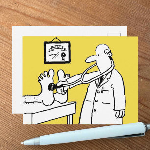 Cartão Postal Médico de Desenho Animado Divertido Usando Estetos