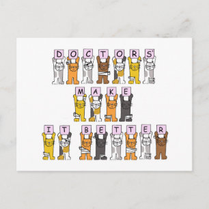 Cartão Postal Médicos Melhoram Os Gatos De Cartoon