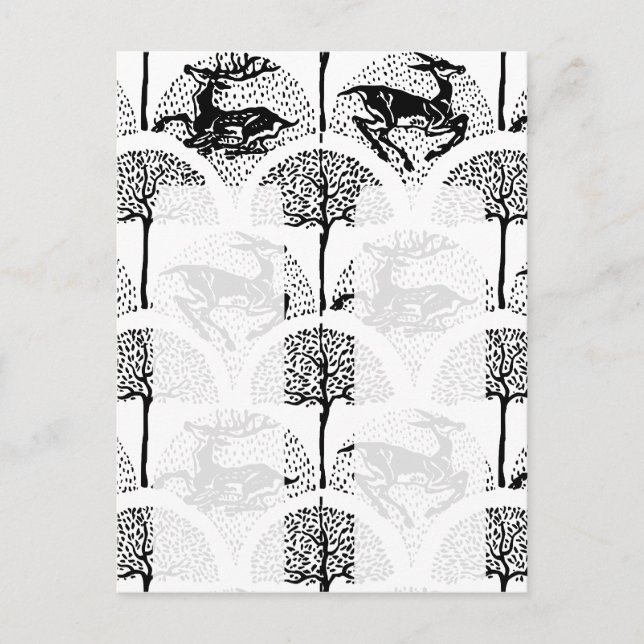 Cartão Postal Medieval Deer and Trees, souvenir 2xbookmarks post (Frente)