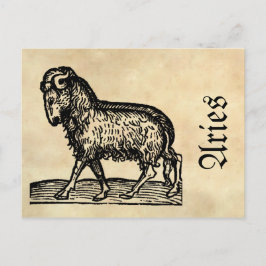 Cartão Postal Medieval Renascentista Símbolo Zodiac Aries