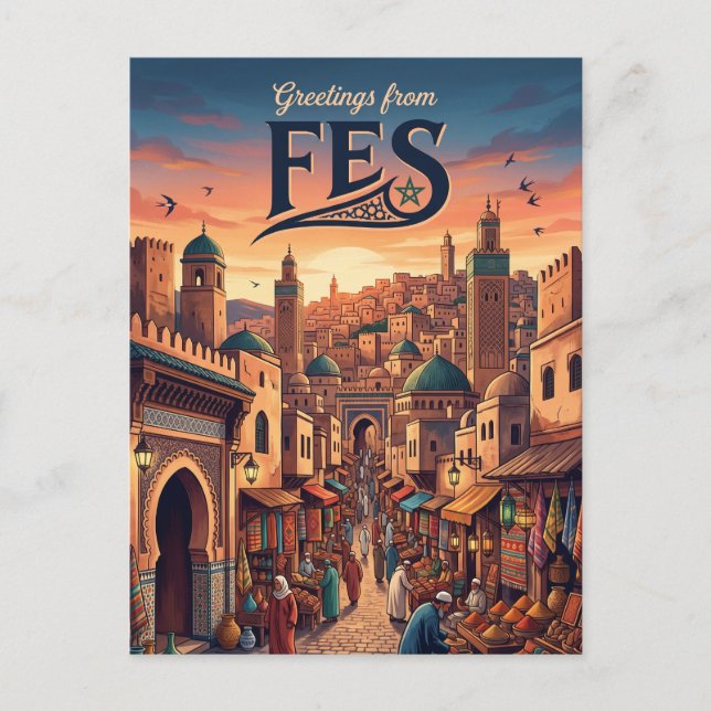 Cartão Postal Medina de Fez Marrocos (Frente)