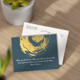 Cartão Postal Meditação de Namaste Yoga cita sinal azul Dourado