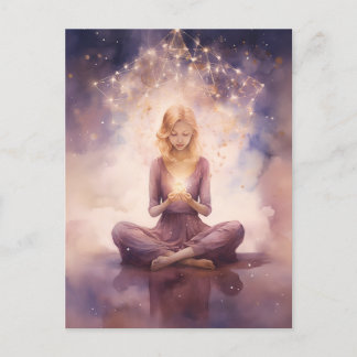 Cartão Postal Meditação De Nuvens Celestiais De Yoga Blush De Az