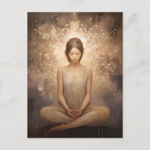 Cartão Postal Meditação De Toneladas Neutrais De Yoga Beige Brow