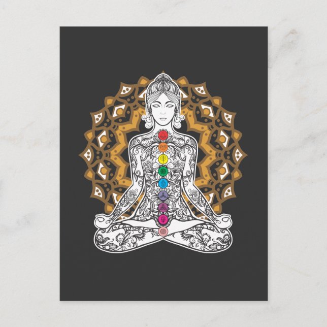 Cartão Postal Meditação De Yoga Chakra, Espiritual Tatuada (Frente)