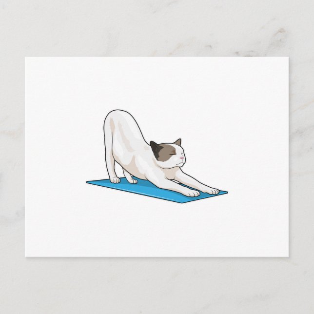 Cartão Postal Meditação de Yoga de Gato Fitness (Frente)