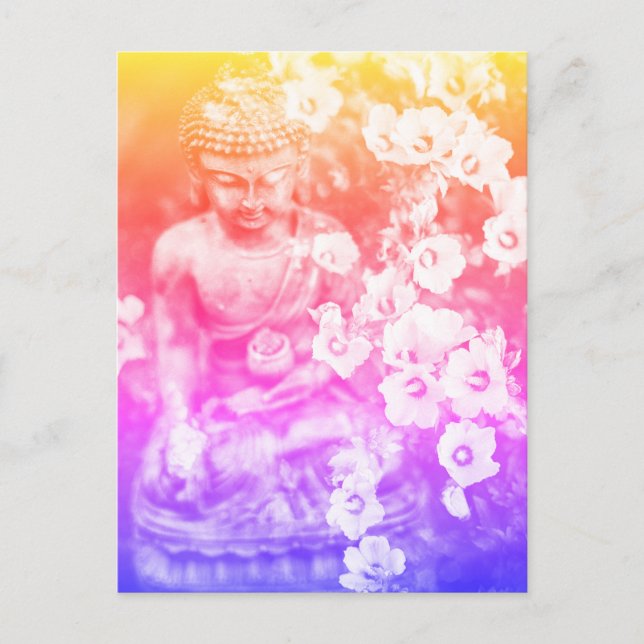 Cartão Postal *~* Meditação Zen Buddha Medita Floral Bold (Frente)
