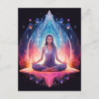 Meditando Yoga Girl, Crystals Vibrant Colors