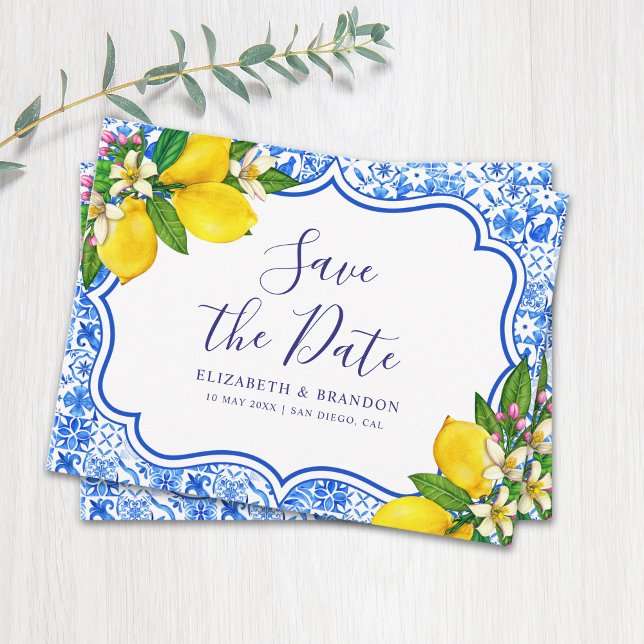 Cartão Postal Mediterranean Tiles  Italian Style Wedding  (Criador carregado)
