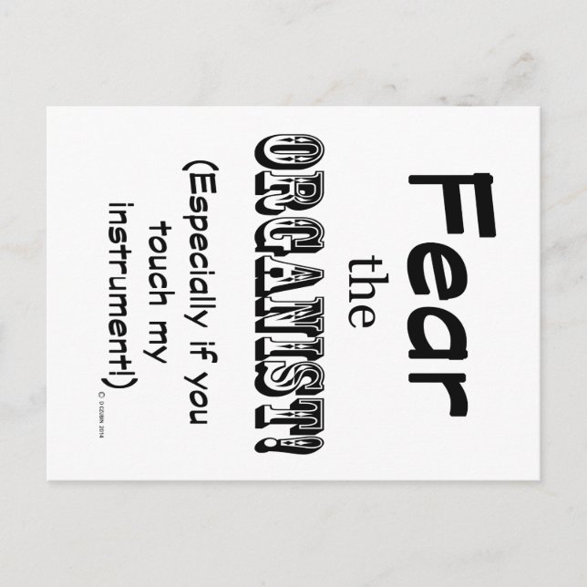 Cartão Postal Medo Do Organizador (Frente)