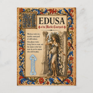 Cartão Postal Medusa, Arte de Bestiário Medieval
