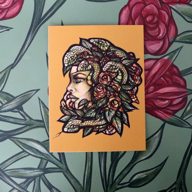 Cartão Postal Medusa Green Cobra Gorgon (Criador carregado)