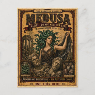 Cartão Postal Medusa, Monstro de Circo Vintage