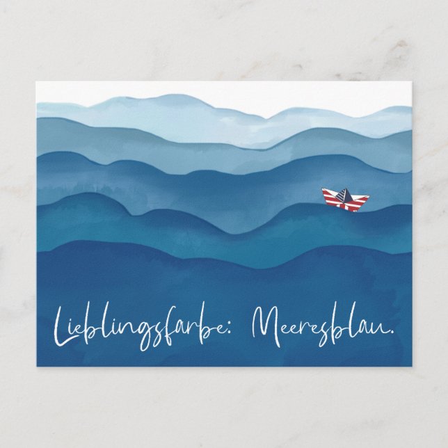 Cartão Postal Meeresfarbe Blau Postkarte im Aquarell Stil  (Frente)