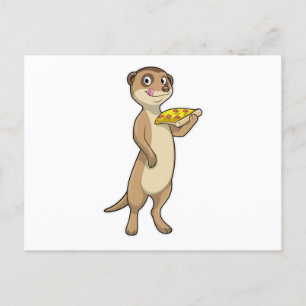 Cartão Postal Meerkat com Pizza