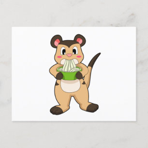 Cartão Postal Meerkat com Ramen