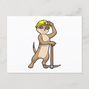 Cartão Postal Meerkat como Miner com Pickaxe