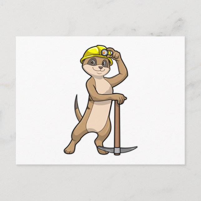 Cartão Postal Meerkat como Miner com Pickaxe (Frente)