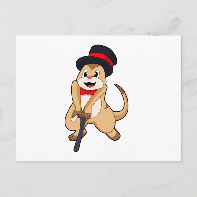 Cartão Postal Meerkat como pensionista com bengalê (Frente)