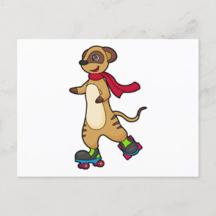 Cartão Postal Meerkat como Skater com skates Roller