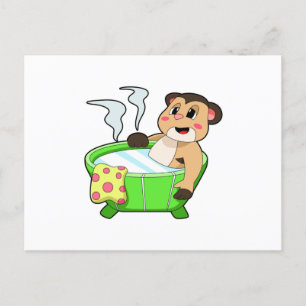 Cartão Postal Meerkat em Bathing na Bathtub