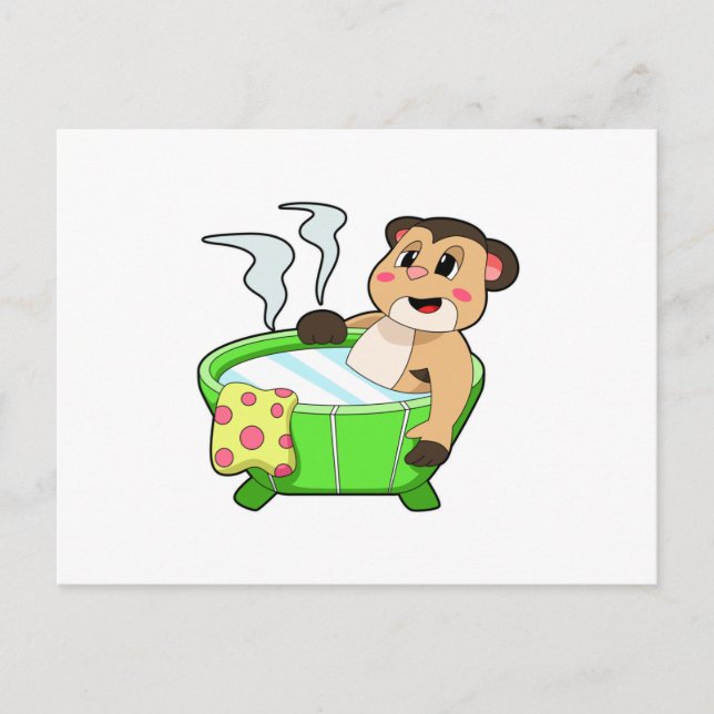 Cartão Postal Meerkat em Bathing na Bathtub (Frente)