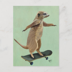 Cartão Postal Meerkat No Skateboard 3