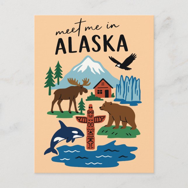 Cartão Postal Meet Me In Alaska Icons Retro (Frente)