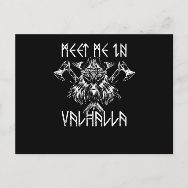 Cartão Postal Meet Me In Valhalla Nordic Shirt Runes Vikings (Frente)