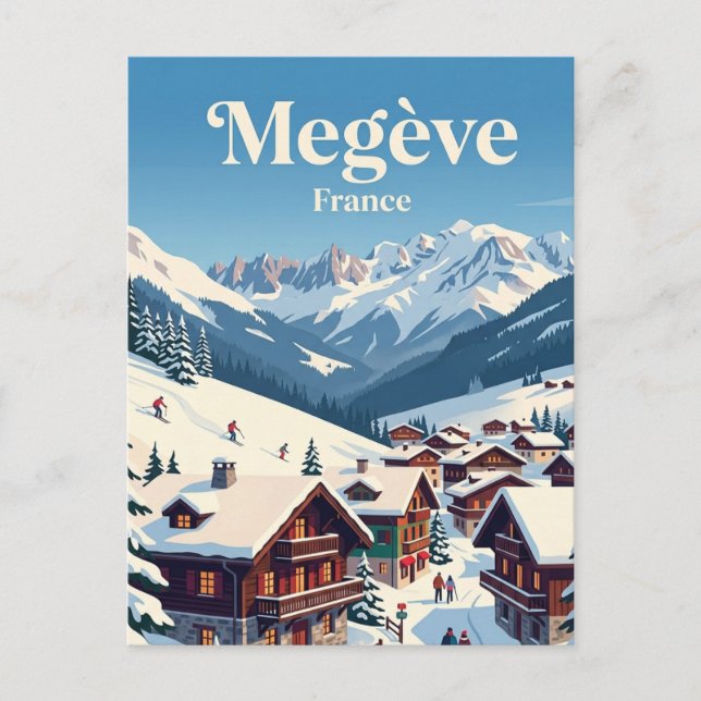Cartão Postal Megève, França (Frente)