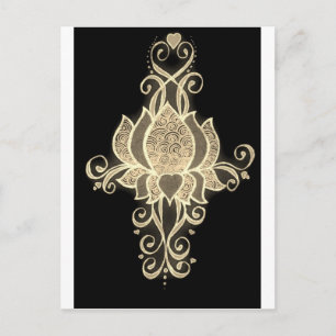 Cartão Postal mehndi floral de ouro