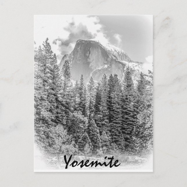 Cartão Postal Meia centelha de Yosemite no inverno com texto Yos (Frente)
