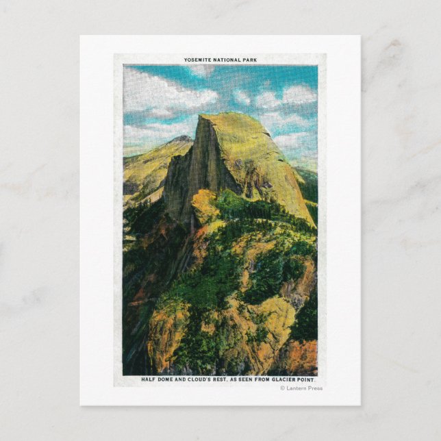 Cartão Postal Meia Dome e o Resto da Nuvem do Glacier Point (Frente)